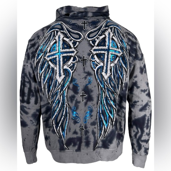 Xtreme Couture Other - NWT Men’s Medium Xtreme Couture Foiled Graphics Hoodie With Crosses Tie-Dye